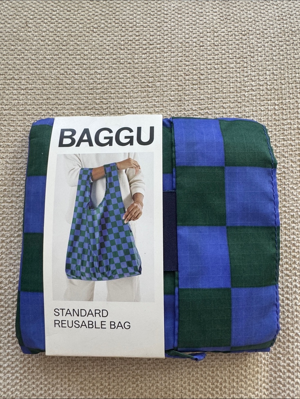 NWT Standard Baggu - Iris Green Check